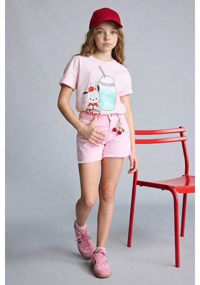 Defacto Pochacco Relax Fıt Bisiklet Yaka Kısa Kollu Tişört Kız Çocuk H3474a826smpn343 Pembe-pn343