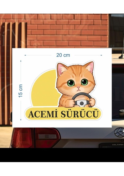 Parti Tasarla Acemi Sürücü Sevimli Kedi Araba Etiketi & Sticker Çok Renkli