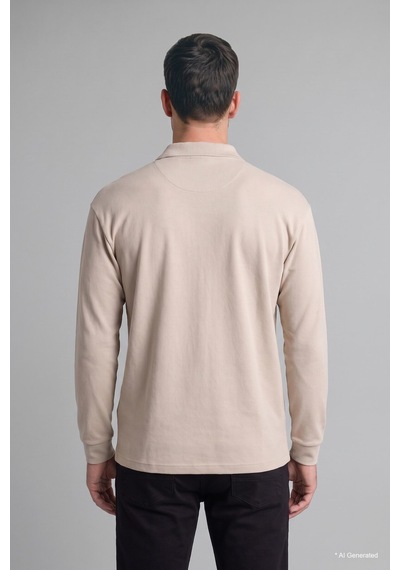 Defacto Regular Fit Düğmeli Polo Yaka Basic Sweatshirt I2039ax26wner37 Ekru-er37