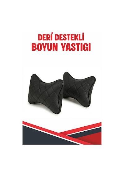 Cupra Born Uyumlu Araç-oto Siyah Deri Siyah Dikişli Boyun Destek Yastığı