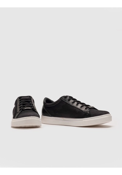 Cabani Siyah Hakiki Deri File Detaylı Erkek Sneaker