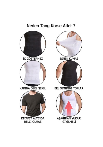 Young Fit Erkek Göbek Toparlayıcı Sırt Korse Atlet İkili Set