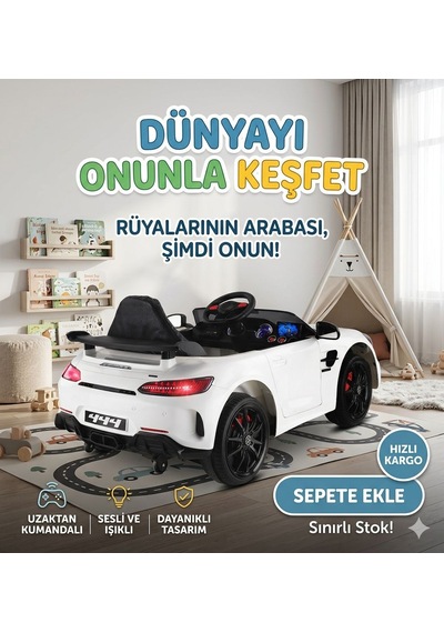 Öykü Bebek Dünyası 444 Gtr 12 Volt Lüks Akülü Araba Beyaz