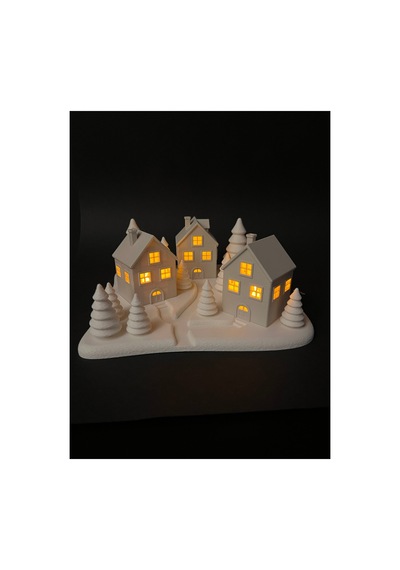 Yılbaşı Süsü Led Işıklı 3'lü Ev Dekorasyon Kış Manzaralı Tealight Ledli Kış Evleri Led Mumlar Hediye