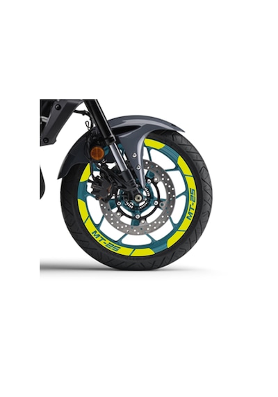 Neon Sarı Yamaha Mt-25 Geniş Jant Sticker Etiket Modeli