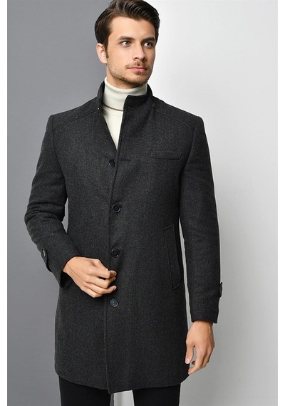 Plt8391 Dewberry Erkek Palto-desenli Antrasit
