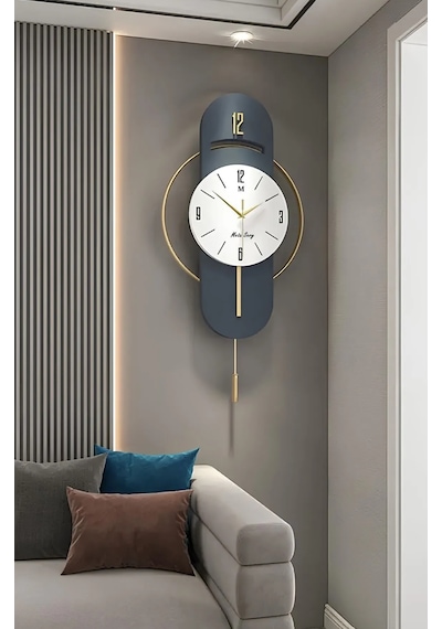 MetaQuartz Aksesuar Exclusive Milano Time Quartz Mekanizmalı Duvar Saati Lacivert - Lake Lacivert