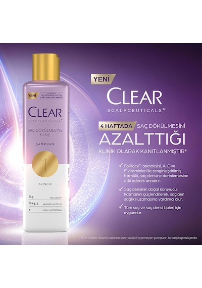 Clear Scalpceuticals Saç Bakım Şampuanı Saç Dökülmesine Karşı 300 Ml X2