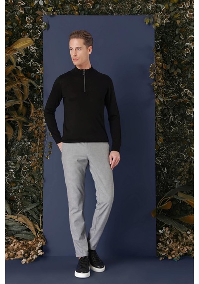Efor Tr 861 Slim Fit Siyah Klasik Triko Siyah