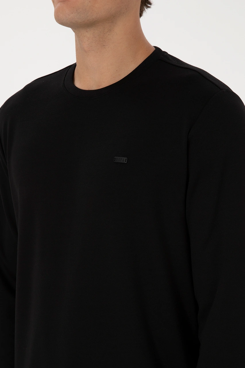 U.S. Polo Assn. Erkek Regular Fit Bisiklet Yaka Siyah Sweatshirt 50315483-VR046