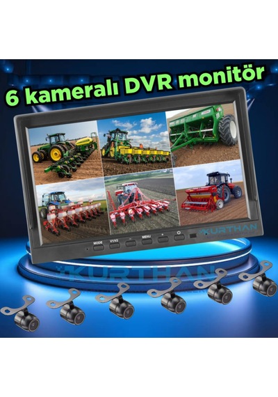 Qled Ekran 6 Kanal 10'' Dvr Monitör 6 Adet Kelebek Kamera Seti