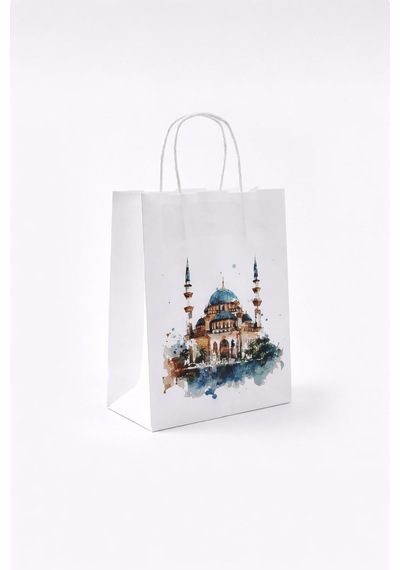 Ramazan Temalı Baskılı Kağıt Poşet 18x23x8 Cm 12'li