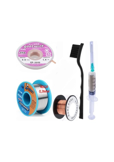 Mechanic Lehim Noclean Sn63/pb37 40g 0,3mm Lehim Toplama Cp-2015 Emme Teli 2mm 5li Set