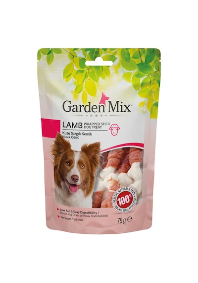 Garden - 730 - Mıx Kuzu Sargılı Kemık Köpek Ödülü 75 Gr X - Muratech - 4 Adet