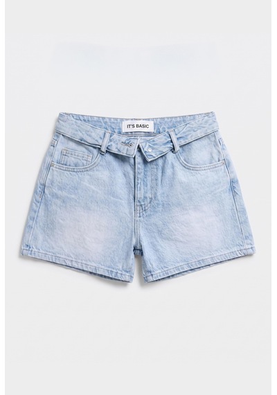 Kadın Ice 4s6-3 Mini Boy Kemer Detaylı Denim Şort Ice Rengi
