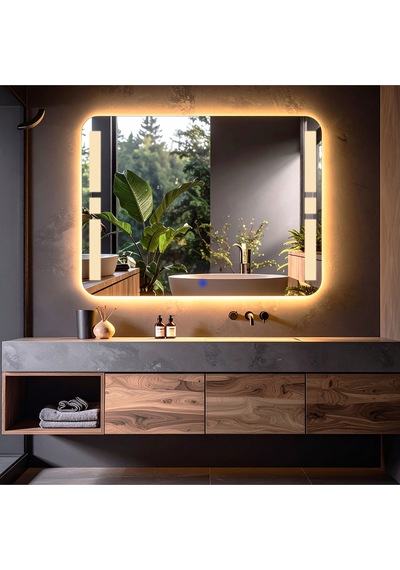 Selyn Günışığı Lazer Kumlamalı Lavabo & Banyo Aynası Dokunmatik Sensörlü 80 X 60