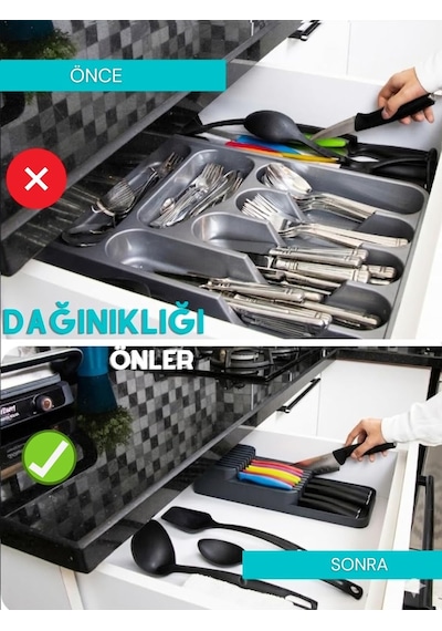 18'li Bıçak Standı Bıçaklık Tezgah Üstü Çekmece İçi Mutfak Düzenleyici Organizer Bıçak Düzenleyici Antra Diğer