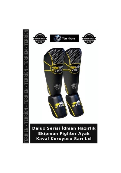 Delux Serisi İdman Hazırlık Ekipman Fighter Ayak Kaval Koruyucu Sarı Lxl