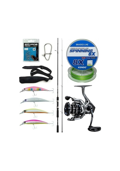 Yek Outdoor Spin Olta Seti Shimano Kamış Fx Xt Spinning Moderate Fast 2,10m 14-40g 2pc&okuma Safyre 2500a Olta Makinesi