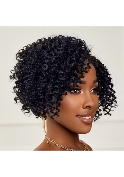 Siyah Kısa Afro Yan Tül Peruk - Zmff-582325 Çok Renkli