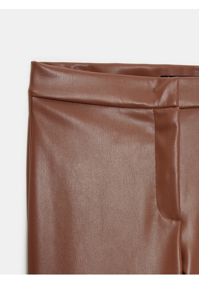 Dilvin 72237 Suni Deri Çan Paça Pantolon-karamel Karamel