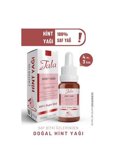 Tala Hint Yağı Castor Oil %100 Saf Ve Doğal Soğuk Sıkım 20 ML