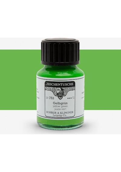Rohrer&klingner Kaligrafi Mürekkebi Zeichentusche 29-airbrush-fırça-divit 50ml-753-yellow Green Çok Renkli