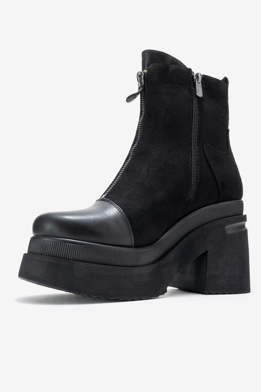 Luvishoes Luvi Shoes Anett Siyah Cilt-süet Fermuarlı Kadın Platform Topuklu Bot Siyah - Süet