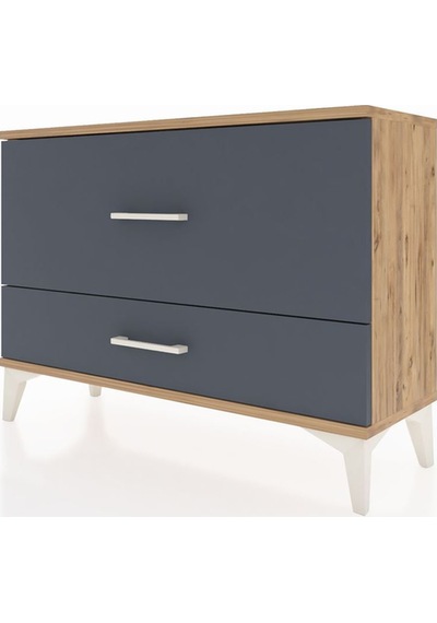 Arges Şifonyer 2 Çekmeceli 88x30x64 Çam-antrasit Atlas Çam