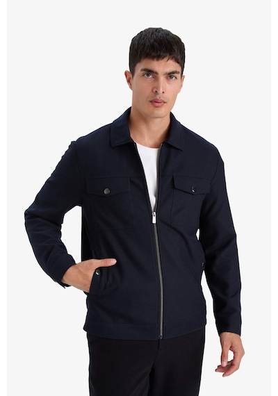 Defacto Slım Fıt Polo Yaka Astarlı Fermuarlı Mont D7533ax26spnv106 Lacivert-nv106