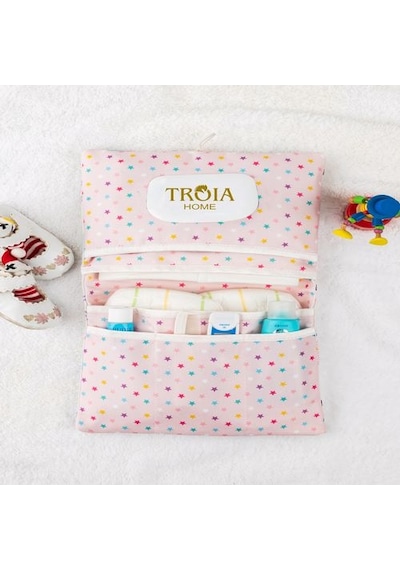 meditroia Bebek Alt Açma Bakım Çantası Fil Desen Organizer Açık Pembe