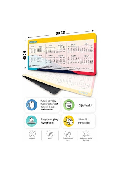 Sonictouch 2027 Takvimli Klavye Mousepad 40x90cm Dikişsiz Pürüzsüz Sıvı Geçirmez Yüzey Kaymaz Taban