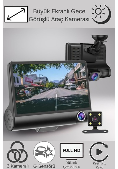 Poscam Uniywell Full Hd 1080p Araç İçi Kamera Seti - 4.0" Geniş Ekran, 170 Geniş Açı, G-sensör, Wdr Gece Görüşü Ve Arka Görüş Kamerası Dahil