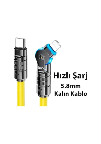 Hoco U118 Döner Başlıklı Pd To Apple     Uyumlu iPhone Lightning Hızlı Şarj Ve Veri Kablosu- 5775