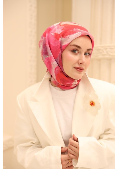 Silk Home Olinda İpek Eşarp 47001-07 Fuşya, Gri, Pembe, Mercan, Mor
