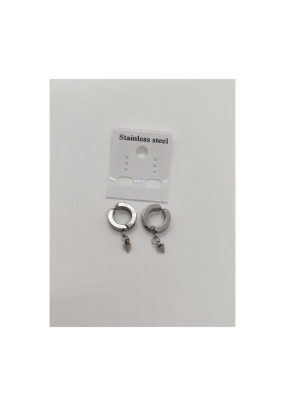 Kıstırmalı Erkek Çelik Küpe Silver Mızrak