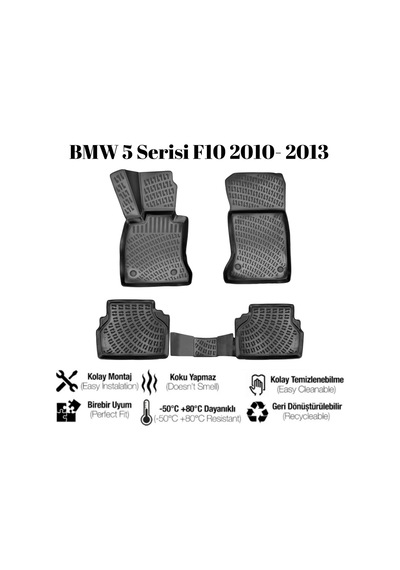 Bmw 5 Serisi F10 2010 2011 2012 2013 İle Uyumlu Araca Özel 3d Havuzlu Paspas Takımı A+ Kalite 1 Adet