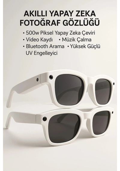 Semel Beyaz Yapay Zeka Akıllı Gözlük Çeviri Sesli Asistan Kamera Bağlantılı Premium