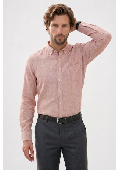 Tudors Erkek Regular Fit Klasik Kesim Oversize Pamuklu Keten Doku Düğmeli Yaka Kahverengi Gömlek-42586 Tudors Erkek Regular Fit Klasik Kesim Oversize Pamuklu Keten Doku Düğmeli Yaka Kahverengi Gömlek-42586