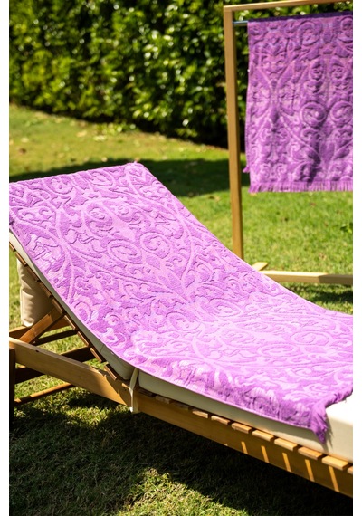 Menderes Home Cotton Collection Bukle Plaj Havlusu Saçaklı Mor