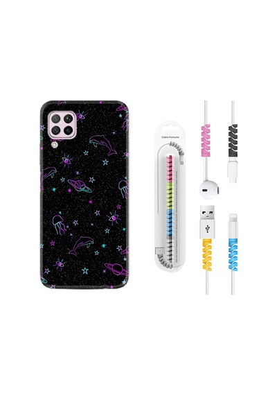 Huawei P40 Lite Kılıf Kablo Koruyuculu Galaxy Yunus Göz 1860