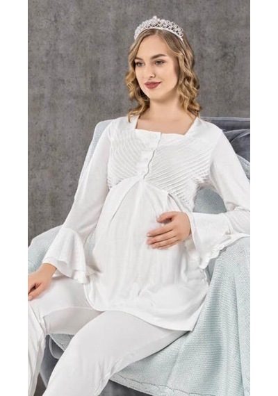 Birolgaye Limissi 2106 Hamile Lohusa Pijama Takımı Ekru