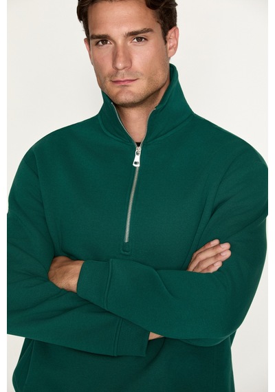 Grımelange Ceremıno Erkek Yarım Fermuarlı Yeşil Sweatshirt