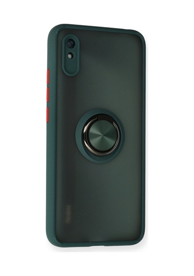 Xiaomi Redmi 9a Uyumlu Kılıf Montreal Yüzüklü Silikon Kapak - Yeşil