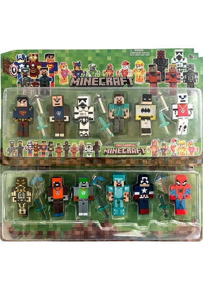 Minecraft Örümcek Adam Paw Patrol 12li Karakter Oyuncak Kılıc Kazma Seti