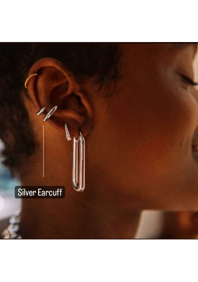 Silver Renk Delik Gerektirmeyen Düz Earcuff Kıkırdak Küpesi Renkli