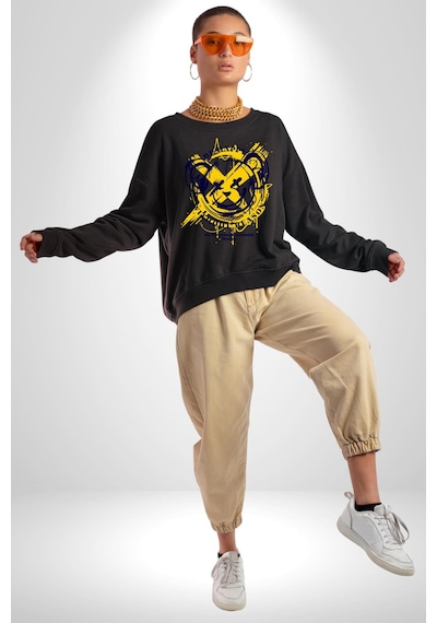 Sebep Olmadan Mutlu Ol Unisex Siyah Sweatshirt Siyah