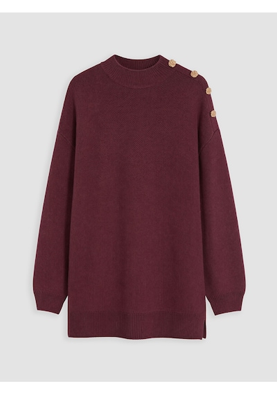 Lc Waikiki Lc Waıkıkı Bordo Dik Yaka Kadın Triko Tunik
