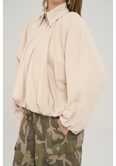 Mai Collection Amsterdam Fermuarlı Bej Bomber Ceket