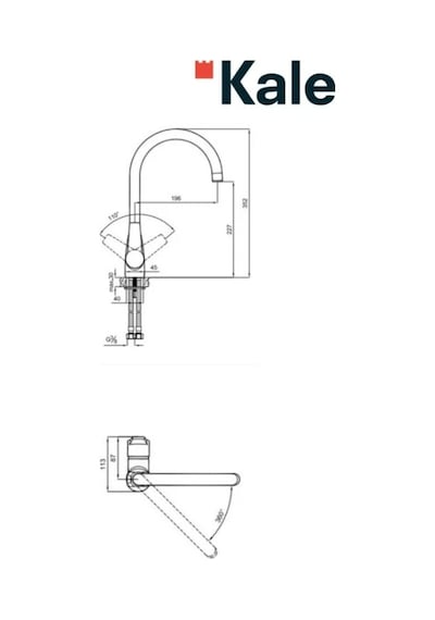 Kale Mare Mutfak Eviye Bataryası 5 L/dk 410200502500 Gümüş
